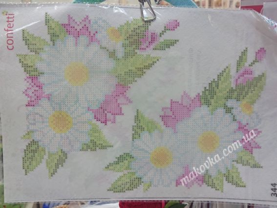 Ромашки К 344 Confetti Флізелін водорозчинний пришивний з малюнком  Ромашки К 344 Confetti Флізелін водорозчинний пришивний з малюнком