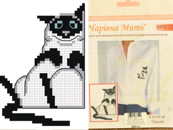 Схема для вышивания на водорастворимой канве ВРК-12 Сиеста (кот) Чаривна мыть Схема для вышивания на водорастворимой канве ВРК-12 Сиеста (кот) Чаривна мыть