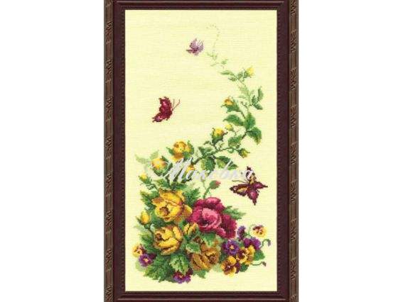 №215 Триптих Польові квіти, Чарівна мити, набір для вишивання нитками №215 Триптих Польові квіти, Чарівна мити, набір для вишивання нитками