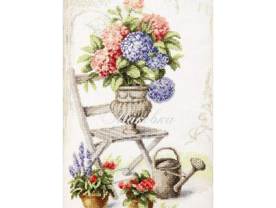 М-360 Літній натюрморт з гортензією , Чарівна мить набір для вишивання нитками