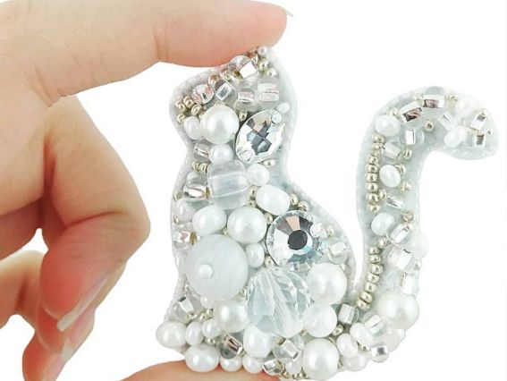 Набір для вишивання прикраса брошка Котик БП-220 Crystal Art (ЧМ) 