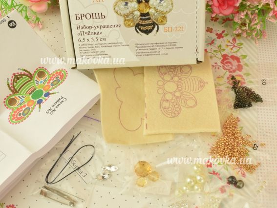 Набір для вишивання оздоба брошка Бджілка БП-221 Crystal Art (ЧС)
