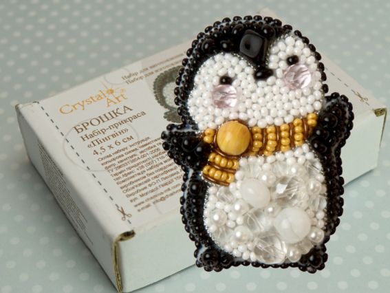 Брошка БП-297 Пінгвін, Crystal Art Набір для вишивання