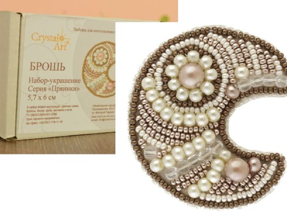 Набор для вышивания Броши БП-179 Серия Пряники (месяц), Crystal Art Набор для вышивания Броши БП-179 Серия Пряники (месяц), Crystal Art