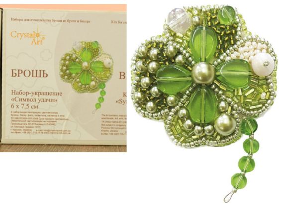 Брошь БП-186 Символ удачі (конюшина) Crystal Art Набір для вишивання Брошь БП-186 Символ удачі (конюшина) Crystal Art Набір для вишивання