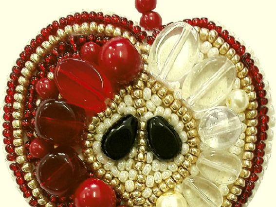 Набір для вишивання прикраса брошка Червоне яблуко, БП-188 Crystal Art