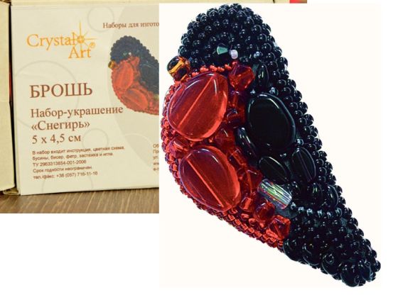 Набор для вышивания Броши БП-192 Снегирь, Crystal Art Набор для вышивания Броши БП-192 Снегирь, Crystal Art