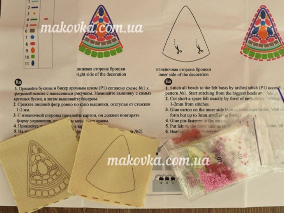 Набір для вишивання прикраса брошка Кавун БП-201 Crystal Art (ЧМ)
