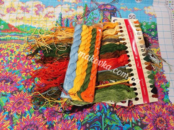 Набір для вишивання нитками 197470 Поле соняшників Діамантові ручки (F 232)