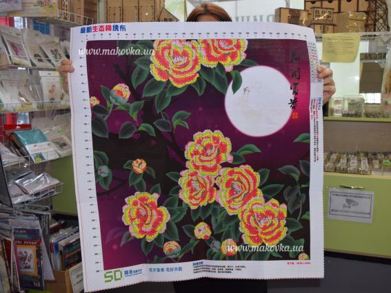 Набор для вышивания Пионы. Полная луна 197775 5D, Диамантовые ручки Набор для вышивания Пионы. Полная луна 197775 5D, Диамантовые ручки