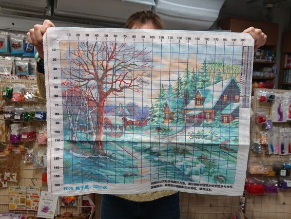 Набір для вишивання нитками 197874 Зимняя дорога  , Діамантові ручки (F025)