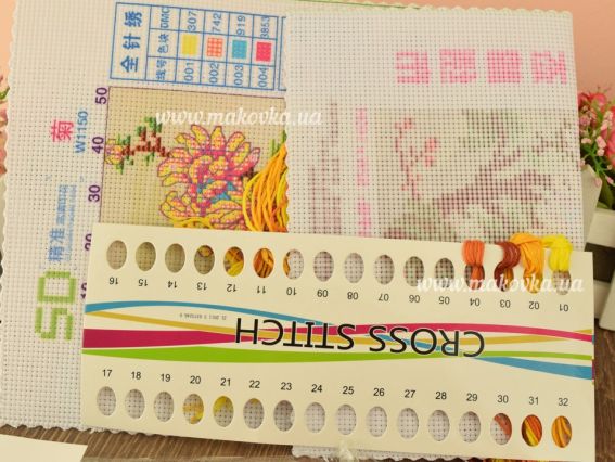 Набір для вишивання нитками 197882, 5D Жовті хризантеми Діамантові ручки  W1150