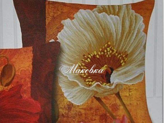 Готовая подушка под вышивку Мак, 66017, Диамантовые ручки