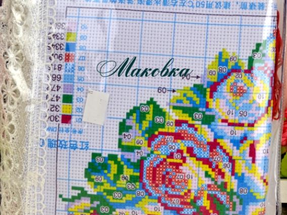 Сердце из роз К1035, Діамантові ручки Готовая подушка под вышивку, 