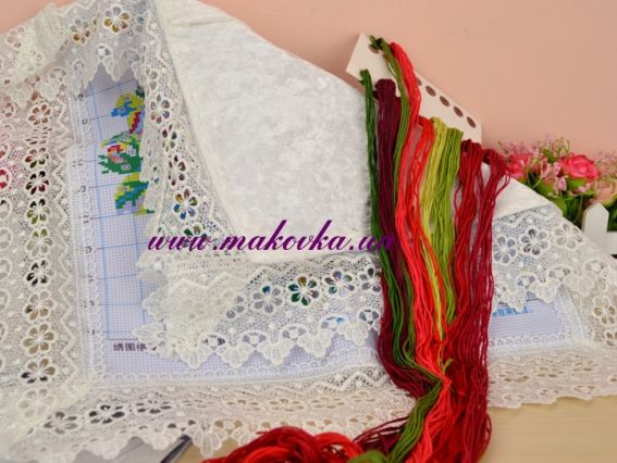 Сердце из роз К1035, Діамантові ручки Готовая подушка под вышивку, 