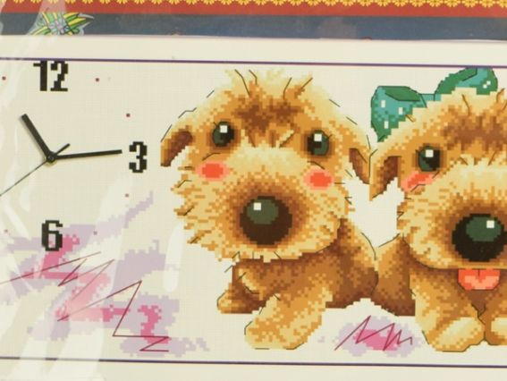 Набор для вышивания Часы Собачки (197082) Y70232 Диамантовые ручки