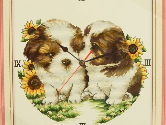 Набор для вышивания Часы Собачки с подсолнухами (197237) Диамантовые ручки Набор для вышивания Часы Собачки с подсолнухами (197237) Диамантовые ручки