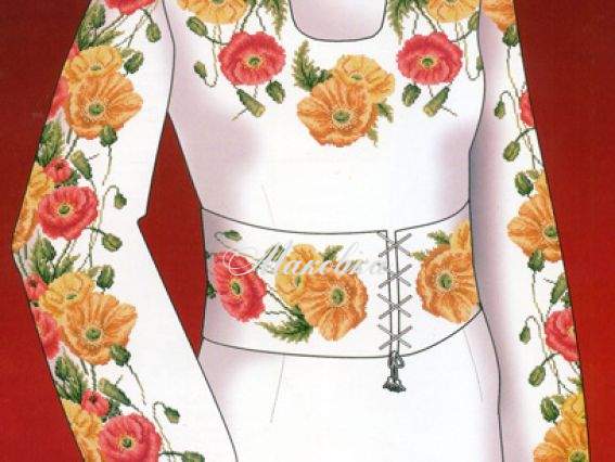 Схема + выкройка, женская блуза, Маки, 2501, Диана + Схема + выкройка, женская блуза, Маки, 2501, Диана +