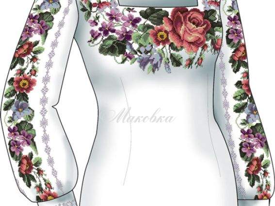 Схема + выкройка, женская блуза Весенние цветы, 2807, Диана + Схема + выкройка, женская блуза Весенние цветы, 2807, Диана +