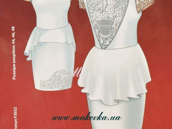 Схема + выкройка Платье с вышивкой Загадка, F3022, Диана Плюс Схема + выкройка Платье с вышивкой Загадка, F3022, Диана Плюс