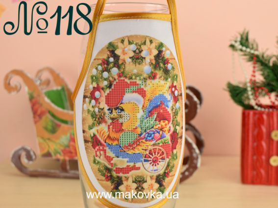 Фартук на бутылку №118 Новогодний петушок, габардин, ТМ Красуня Фартук на бутылку №118 Новогодний петушок, габардин, ТМ Красуня