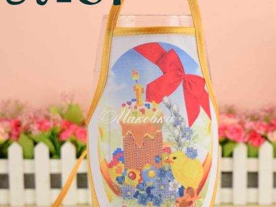 Фартук на бутылку №81 Паска, З великднем, (укр), габардин, ТМ Красуня Фартук на бутылку №81 Паска, З великднем, (укр), габардин, ТМ Красуня