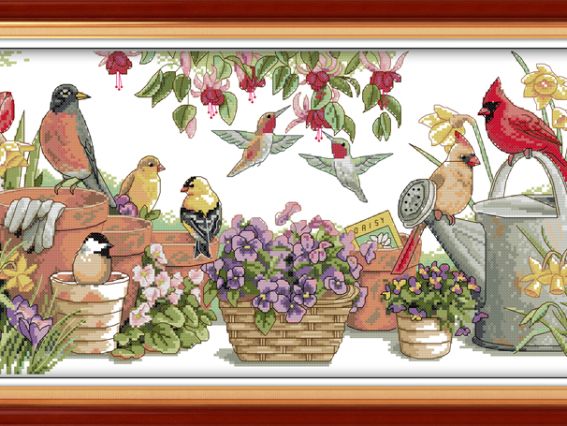 Птички в саду, D108, 56х33 см, Идейка Птички в саду, D108, 56х33 см, Идейка