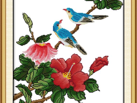 Птички на ветке, H009 45х60 см, Идейка Птички на ветке, H009 45х60 см, Идейка