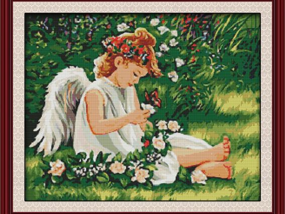 Ангел в цветах, R215 59х50 см, Идейка Ангел в цветах, R215 59х50 см, Идейка