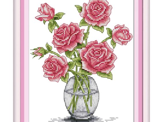 Розы в вазе, H025, Идейка Розы в вазе, H025, Идейка