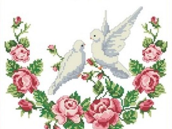 Флизелин водорастворимый КФР-006 Рушнык Голуби, розы, кольца, На счастье, А3, Каролинка Флизелин водорастворимый КФР-006 Рушнык Голуби, розы, кольца, На счастье, А3, Каролинка