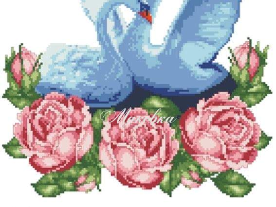 Свадебный рушнык КРК-1505 с рисунком Лебеди и розы На щастя, 37x150 см Свадебный рушнык КРК-1505 с рисунком Лебеди и розы На щастя, 37x150 см