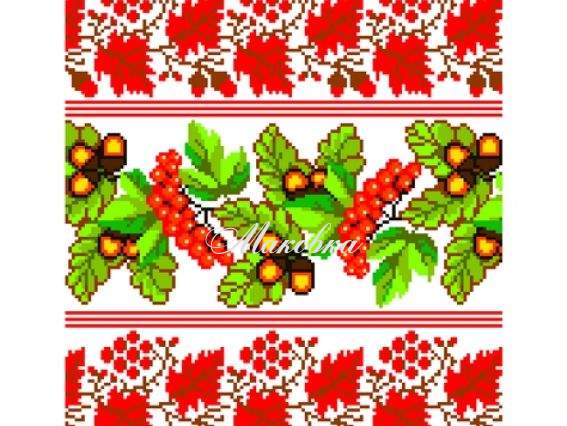 Свадебный рушнык КРК-1507 с рисунком Калина и дубы, 33x150 см Свадебный рушнык КРК-1507 с рисунком Калина и дубы, 33x150 см