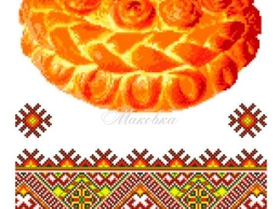 Свадебный рушнык КРК-2011 с рисунком Хлеб соль, 33x200 см