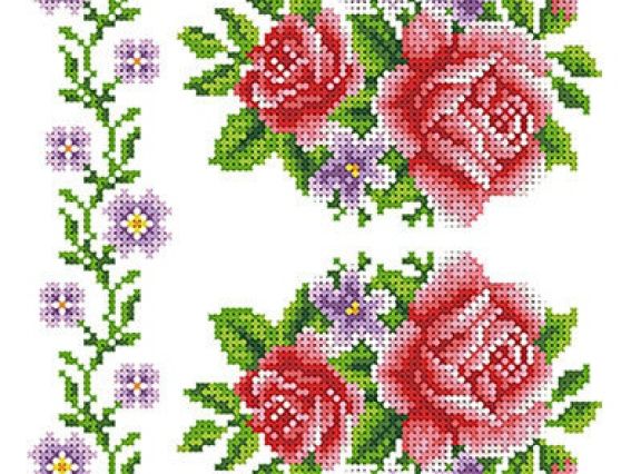 Водорозчинний Флизелин з малюнком КФВ-4034 Троянди й фіалки, Каролінка