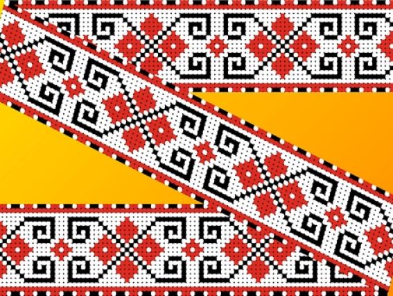 Флизелин водорастворимый с рисунком КФО-002 Красно-черный орнамент 4,5х40 см, Каролинка Флизелин водорастворимый с рисунком КФО-002 Красно-черный орнамент 4,5х40 см, Каролинка