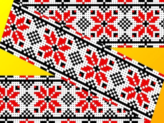 Флизелин водорастворимый с рисунком КФО-005 Красно-черный орнамент 5х40 см, Каролинка Флизелин водорастворимый с рисунком КФО-005 Красно-черный орнамент 5х40 см, Каролинка