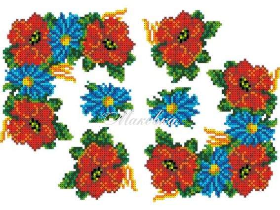 Флизелин водорастворимый КФО-4004 Маки и васильки, А-4, Каролинка Флизелин водорастворимый КФО-4004 Маки и васильки, А-4, Каролинка