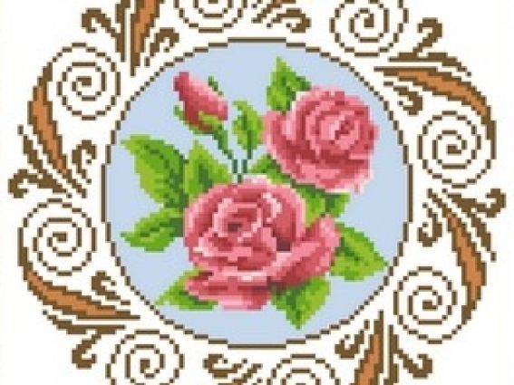 Флизелин водорастворимый КФО-4024 Розы, круг, А-4, Каролинка Флизелин водорастворимый КФО-4024 Розы, круг, А-4, Каролинка