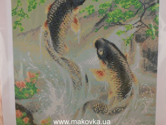 Схема (рисунок) на ткани КБЖ-3021, Карпы, Каролинка Схема (рисунок) на ткани КБЖ-3021, Карпы, Каролинка