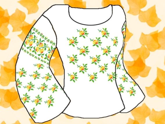 Флизелин водорастворимый КБФ-02 сорочка женская Розочки, Каролинка Флизелин водорастворимый КБФ-02 сорочка женская Розочки, Каролинка