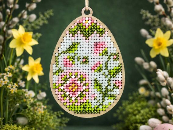 Набор для вышивания бисером пасхальной игрушки на деревянной основе Пасхальная Писанка D-10 Кольорова