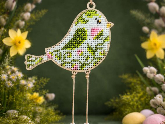 Набор для вышивания бисером пасхальной игрушки на деревянной основе «Весенняя птичка» D-07 Кольорова