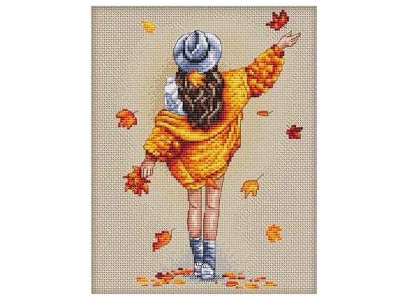 Влюбленная в осень N 082, вышивка нитками Кольорова