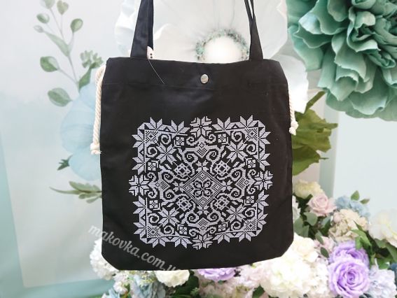 Сумка для вышивания, модель ШП-1-097 Орнамент , черная, цветная