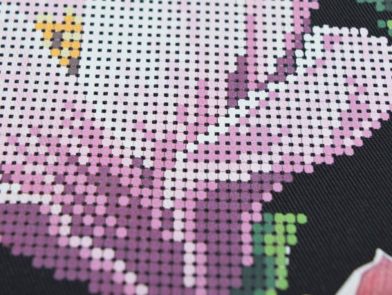 Пошита Эко-Сумка , шопер з малюнком під вишивку Магнолія ШП-2-076 Кавовий з чорною кишенею, Кольорова