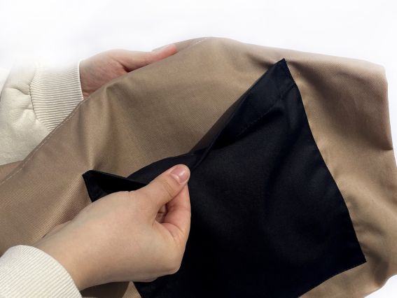 Пошита Эко-Сумка , шопер з малюнком під вишивку Магнолія ШП-2-076 Кавовий з чорною кишенею, Кольорова