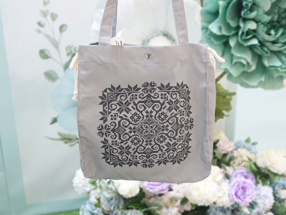 Сумка для вышивания, модель ШП-5-097А Орнамент , серая, цветная