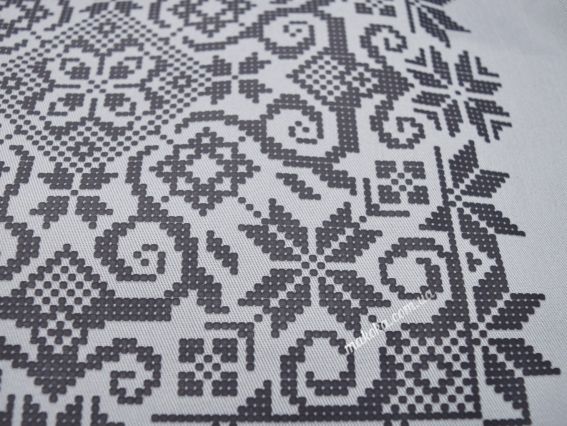 Пошита Эко-Сумка , шопер з малюнком під вишивку Орнамент ШП5-097А Сірий, Кольорова