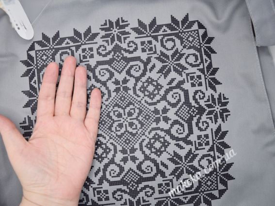 Пошита Эко-Сумка , шопер з малюнком під вишивку Орнамент ШП5-097А Сірий, Кольорова